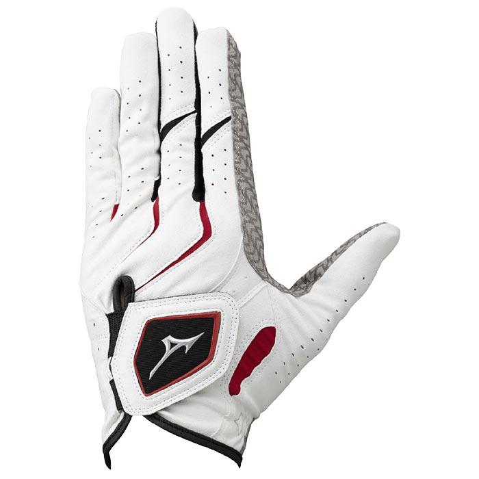2024年モデル ミズノ メンズ W-GRIP ダブルグリップ ゴルフグローブ 5MJML401 01 ホワイト×レッド ゴルフ | MIZUNO