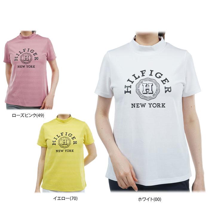 [37％OFF] トミー ヒルフィガー ゴルフ　レディース ロゴプリント ボーダー ジャガード ストレッチ 半袖 モックネックシャツ THLA431 [2024年春夏モデル] TOMMY HILFIGER（トミー・ヒルフィガー） セール♪ トミー