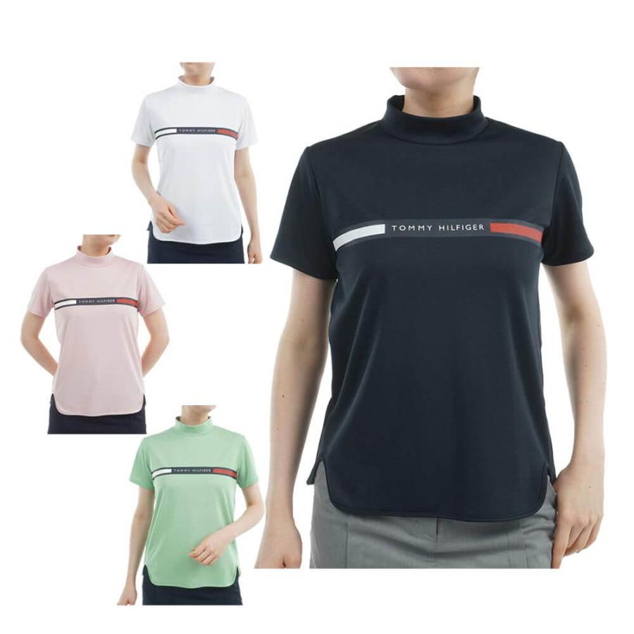 ゴルフウェア　トミー ヒルフィガー ゴルフ レディース ラインロゴ トリコロール配色 半袖 モックネックシャツ THLA532 [2025年春夏モデル] TOMMY HILFIGER（トミー・ヒルフィガー） セール♪ トミー