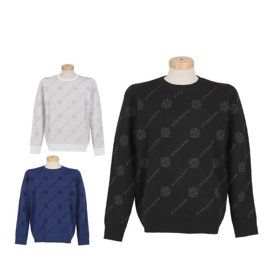 ゴルフウェア　セントアンドリュース メンズ ロゴジャガード 長袖 クルーネック ニット プルオーバー 042-5270951 [2025年秋冬モデル] St ANDREWS セール♪ セントアンドリュース メンズ ロゴジャガード