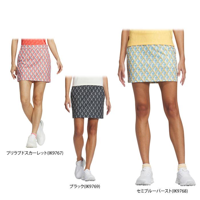 アディダス★インナーパンツ一体型スカート★セットアップ【サイズM.L】 adidas（アディダス） レディース 幾何学柄プリント 総柄 ストレッチ