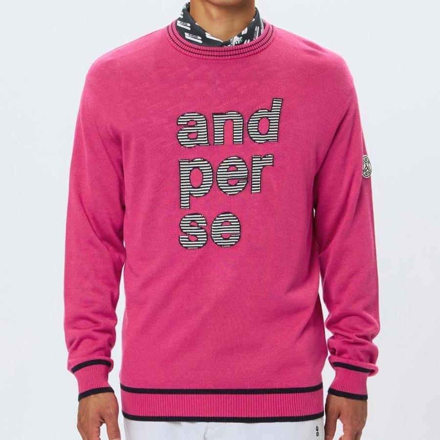 アンパスィ　クルーネックセーターLサイズ and per se 送料無料 アンパスィ メンズ ロゴデザイン 長袖 クルー