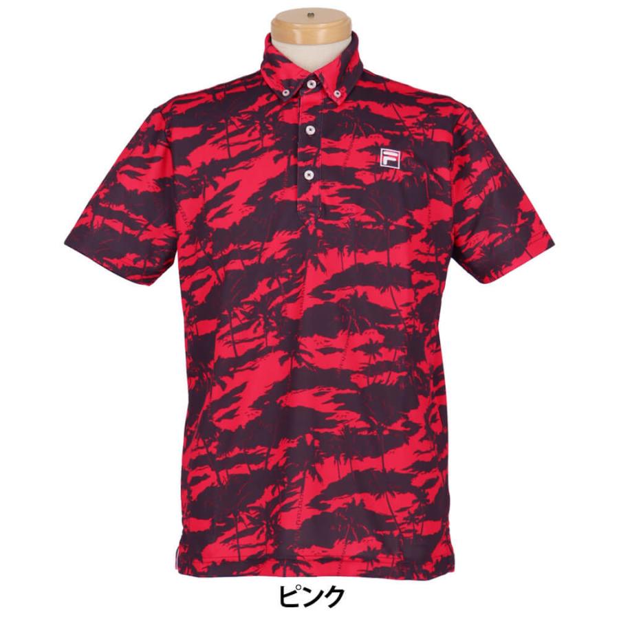 FILA　フィラ　カモフラ 総柄　半袖 ポロシャツ　メンズ L　ピンク　ゴルフ FILA（フィラ） メンズ カモフラージュ柄 半袖 ボタンダウン
