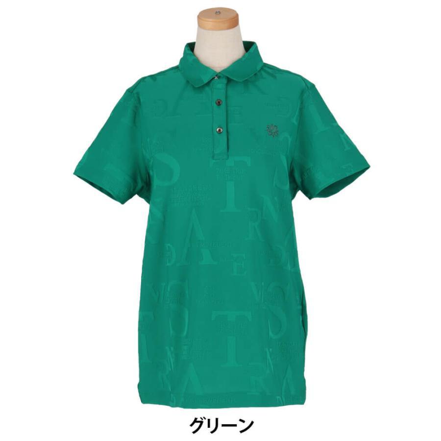 未使用 セントアンドリュース 凹凸ジャガード ストレッチ 長袖 ポロシャツ LL St ANDREWS 送料無料 セントアンドリュース レディース コンセプト柄