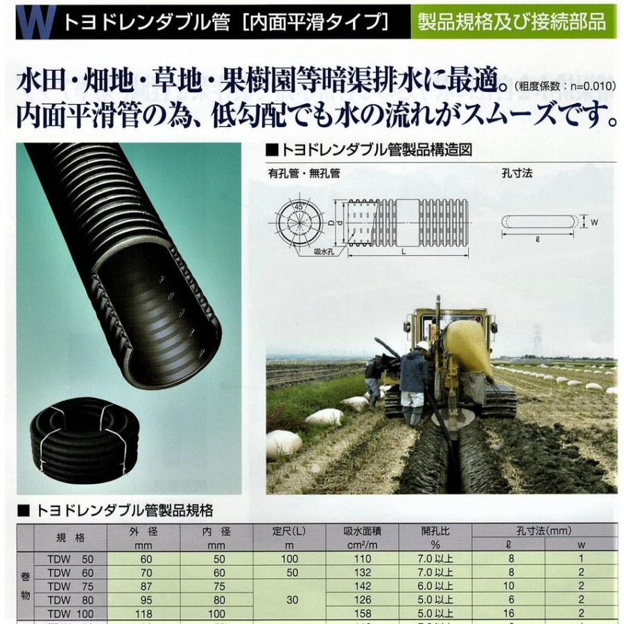 デンカ(株) 暗渠管 トヨドレンダブル管(有孔管) TDW-50 (50×100m