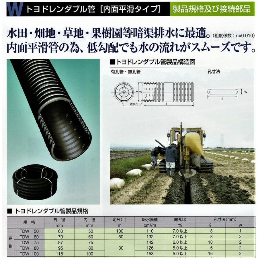 デンカ(株)　暗渠管　トヨドレンダブル管(有孔管)　TDW-100 (100×30m)　　｜arigato-win-win｜05
