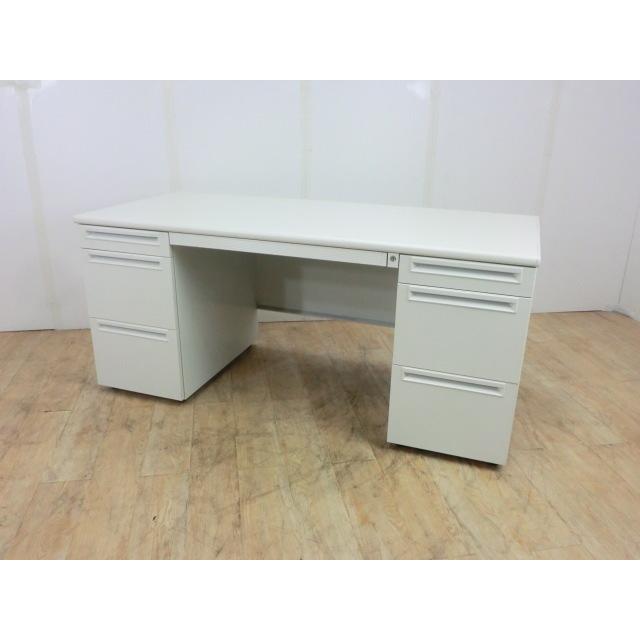 両袖デスク　プラス　ホワイト　幅：1600　奥行：700　高さ：720　カラー：ホワイト