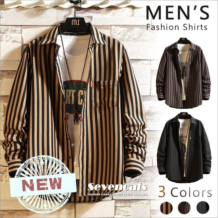 メンズシャツトップスカジュアルシャツストライプ長袖シャツ冬秋ファッションおしゃれ通気性スリム送料無料 期間限定お試し価格