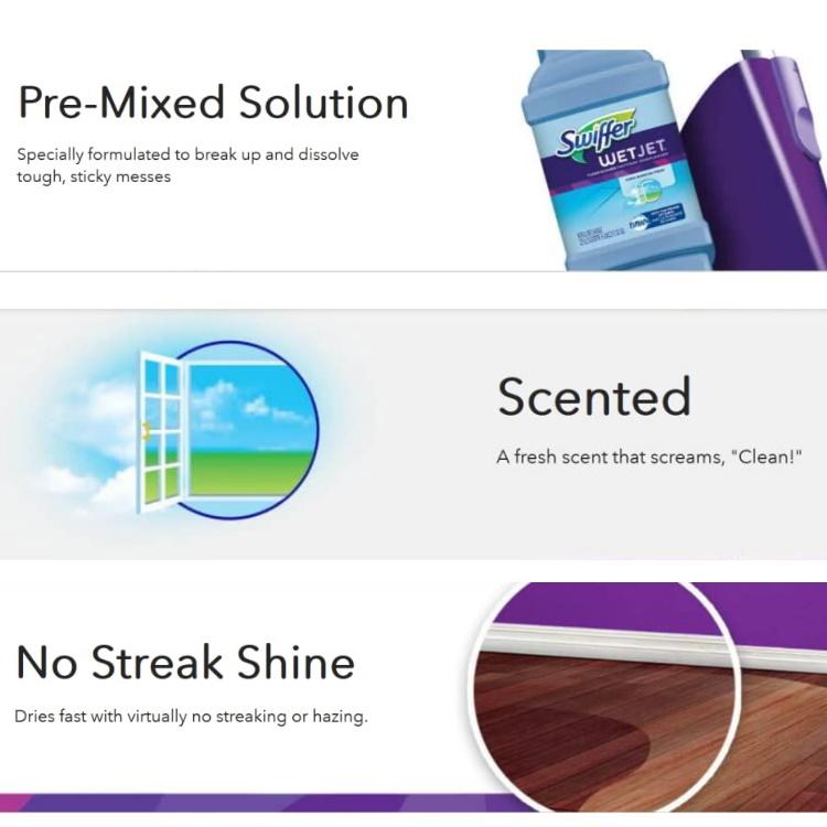 Swiffer ウェットジェット用 洗浄液 1.25Lx2個【フレッシュ】WetJet Floor Mopping and Cleaning