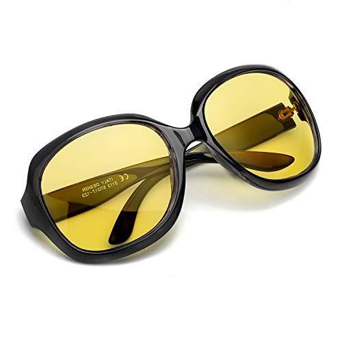 Myiaur 夜用サングラス レディース ドライブ 夜間運転用 夜間運転サングラス 黄色レンズ 大きいレンズ 対向車のライトの眩しさも軽減 黒いフ Z2w65ilzjk スポーツ Monttwalex Com