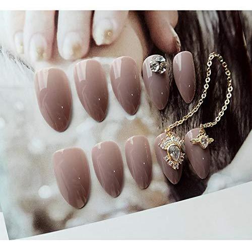 Sifashion Ins 人気 グレーピンク 長ネイルチップ 人工ダイヤモンド 美しいチェーン条項 両面接着テープ付き ネイルチップ 24pcs S Arika 通販 Yahoo ショッピング