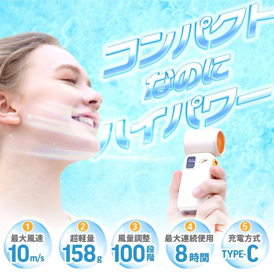 限定価格 4台! ハンディハイスピードファン ハンディクーラー 強力送風 長時間 100段階調整 レトロ ミニマル 2WAY ブロワー   暑さ対策 熱中症対策 CRW-HSF-WH |  | 01