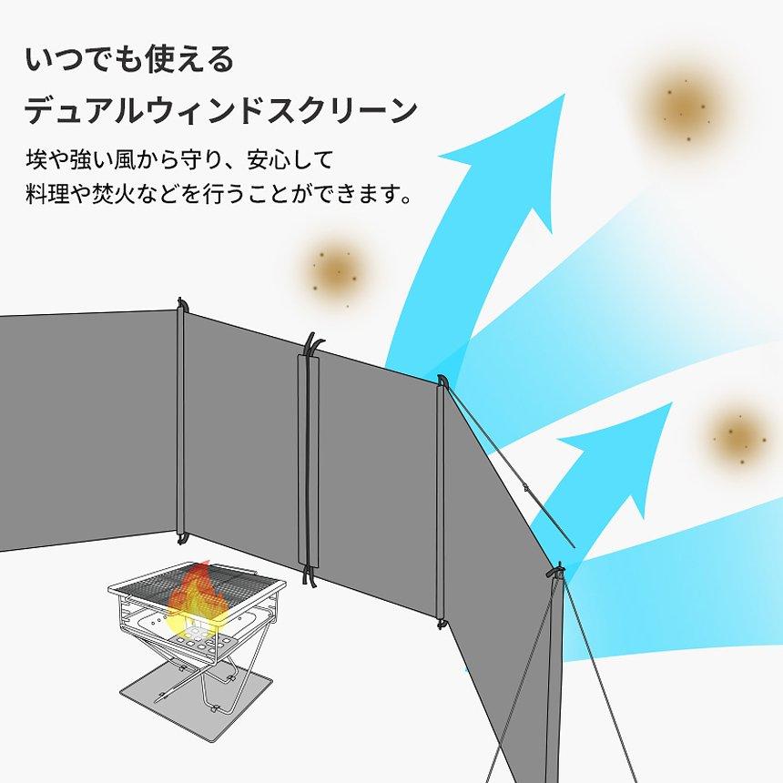 KZM カズミ アウトドア 風よけ 大型 デュアルウィンドウスクリーン 風除け 風よけ 防風 焚火 キャンプ スクリーン タープ 陣幕 軽量 釣り レジャー キャンプ |  | 03