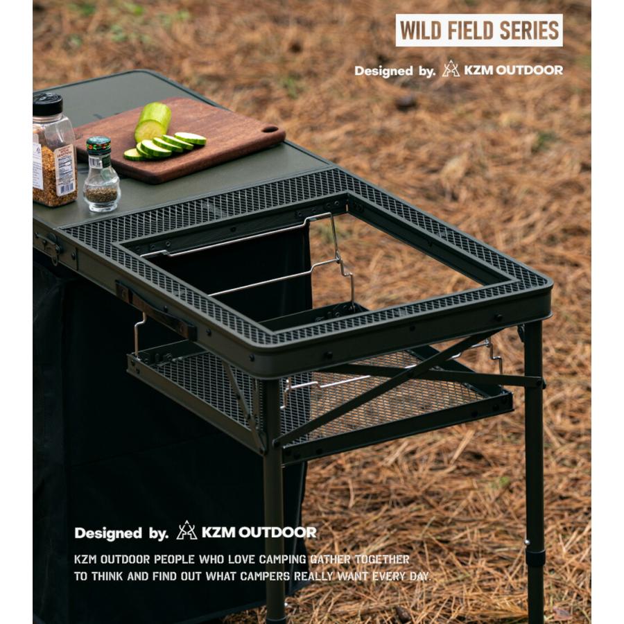 KZM OUTDOOR KZM アウトドア ワイルドフィールドキャビネットキッチンテーブル 折りたたみ コンパクト アウトドア キャンプ 収納袋 オリーブカーキ  k23t3u08 |  | 14