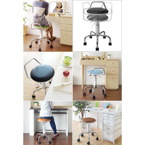 カウンターチェア 幅46cm グリーン 合皮 スチール 背もたれ キャスター