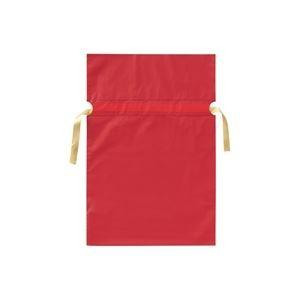 (お得セット×30) カクケイ 梨地リボン付き巾着袋 赤 M 20枚FK2403