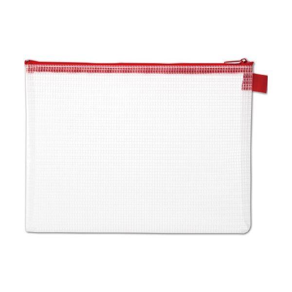 (まとめ)TANOSEE メッシュケース A5タテ190×ヨコ250mm 赤 1枚 (×20)