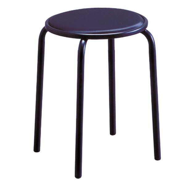 人気ブランド スタッキングチェア/丸椅子 (同色6脚セット スチールパイプ 日本製 幅33cm ラインブラック×ブラック) チェア用床保護マット