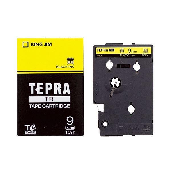 (まとめ) キングジム テプラ TR テープカートリッジ パステル 9mm 黄/黒文字 TC9Y 1個 (×10)