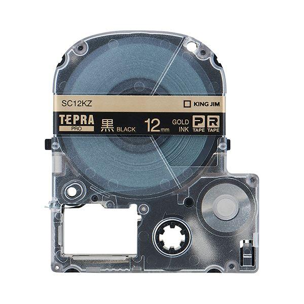 (まとめ) キングジム テプラ PRO テープカートリッジ パステル 12mm 黒/金文字 SC12KZ 1個 (×10)