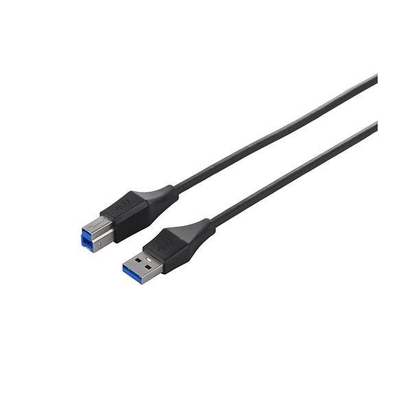 (まとめ) バッファロー ユニバーサルコネクター USB3.0 スリムケーブル (A)オス(B)オス ブラック 2m BSUABSU320BK 1本 (×10)