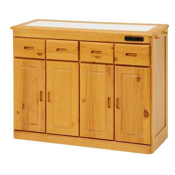 ナチュラル キッチンカウンター キッチン収納 幅91 奥行34 高さ71cm 完成品 2口コンセント付き キャスター 木製 食器棚 レンジ台 都内で Ahmedmostafa Us