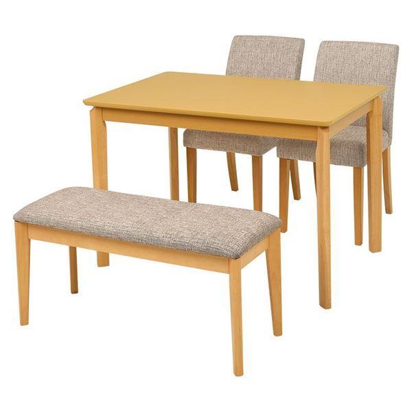 ダイニング 4点セット (テーブル×1 チェア×2 ベンチ×1 ベージュ