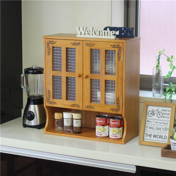 最適な価格 リーフ柄 カウンター上収納 調味料ラック ライトブラウン 上置き 引き戸 収納 棚 両面開閉 木製 幅45cm おしゃれ キッチン 完成品 送料無料 Kuljic Com