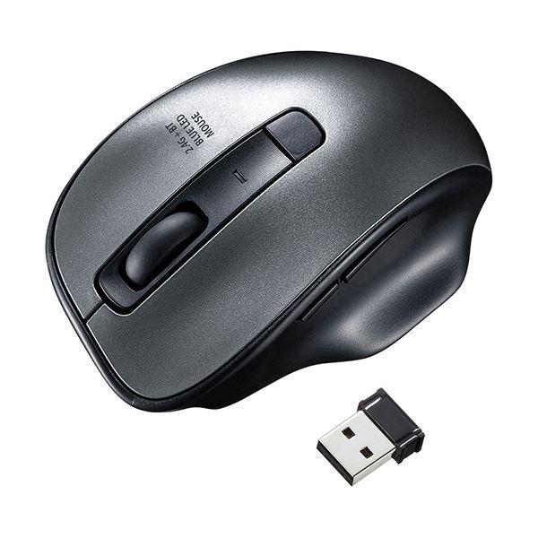 (まとめ)サンワサプライ ワイヤレスブルーLEDコンボマウス ガンメタ MAWBTBL135GM 1個(×3)