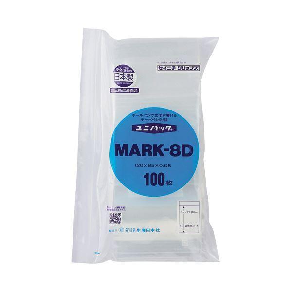 OPP袋 | (まとめ)セイニチ ユニパック チャック付 ポリエチレン(書き込める白ベタ三ツ窓付) ヨコ85×タテ120×厚み0.08mm MARK8D 1パック(100枚)(×10)