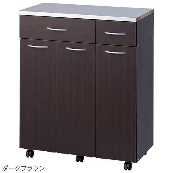 ステンレス天板付き ゴミ箱/ダストボックス (3分別 ダークブラウン) 約幅70.5cm 耐荷重30kg 1個当たり容量14L 大型レンジ対応