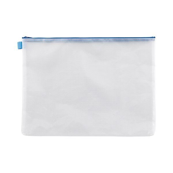 (まとめ) TANOSEE メッシュケース B4 タテ305×ヨコ410mm 青 1枚 (×30)