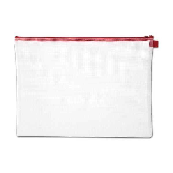 (まとめ) TANOSEE メッシュケース B4タテ305×ヨコ410mm 赤 1枚 (×30)