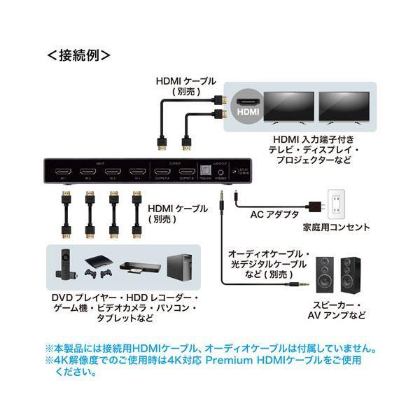 サンワサプライ 4K・HDR・光デジタル出力付きHDMIマトリックス切替器(4入力・2出力) SWHDR42H サンワサプライ 4K HDR 光デジタル出力付きHDMIマトリックス切替器 4入力 2出力 SWHDR42H