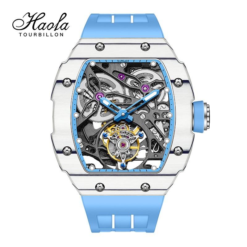Haofa カーボン腕時計 メンズ スケルトン トゥールビヨン 機械式自動巻き カーボンファイバー 炭素繊維 おしゃれ 防水 高級 紳士腕時計