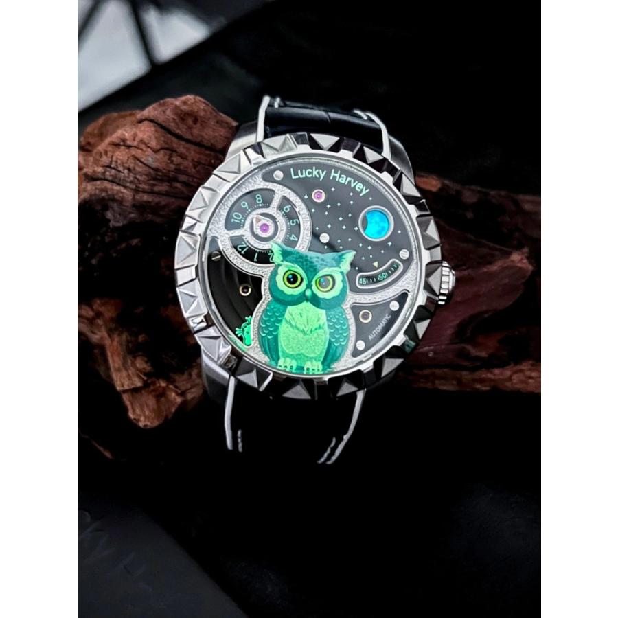 LuckyHarvey  フクロウ文腕時計 メンズ  オートマトン 数量限定 機械式 自動巻き   おしゃれ 防水 高級 紳士  人気  男性プレゼント 夜光 ラッキーハーヴェイの画像
