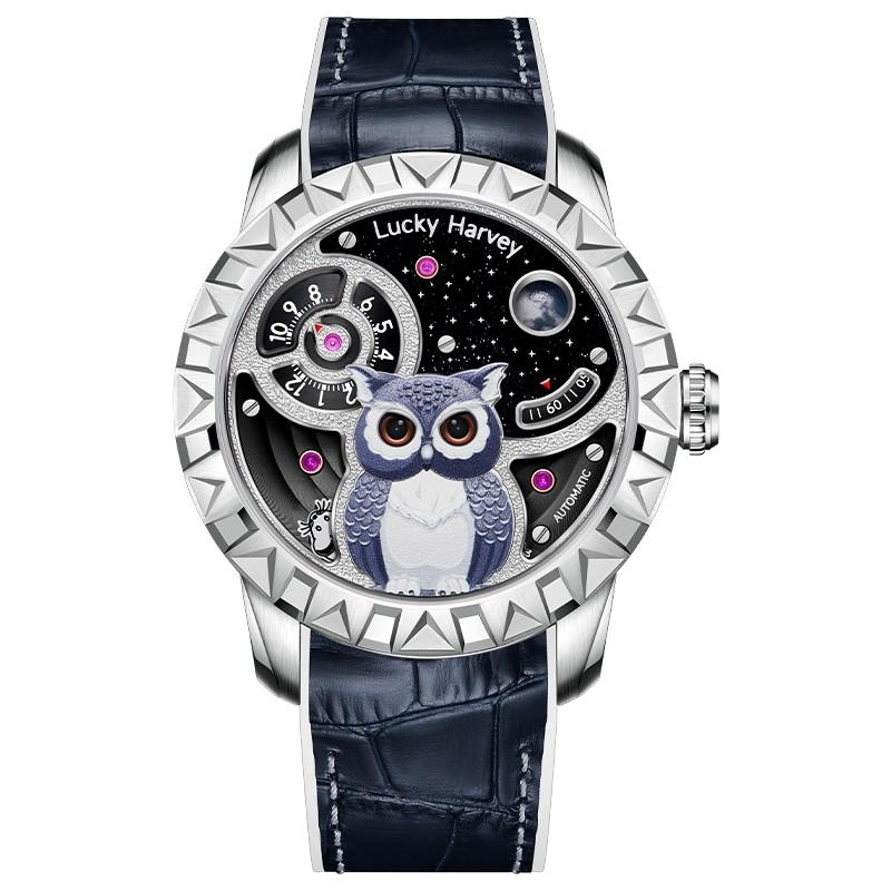 LuckyHarvey  フクロウ文腕時計 メンズ  オートマトン 数量限定 機械式 自動巻き   おしゃれ 防水 高級 紳士  人気  男性プレゼント 夜光 ラッキーハーヴェイの画像