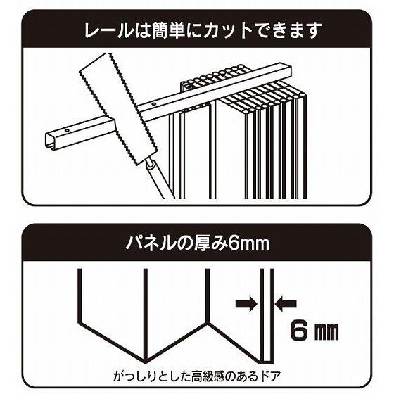 パネルドア 幅95cm×高さ174cm アコーディオンカーテン アコーディオンドア 木目 曇り ガラス おしゃれ 間仕切り パーテーション｜arise-shop｜07