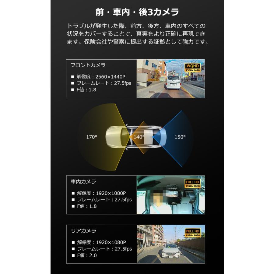 PORMIDO ドライブレコーダー ミラー型 前後 3カメラ 360度 PORMIDO ドライブレコーダー ミラー型 前後 3カメラ 360度