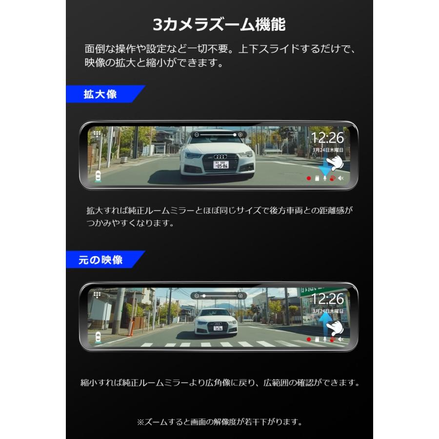 PORMIDO ドライブレコーダー ミラー型 前後 3カメラ 360度 PORMIDO ドライブレコーダー ミラー型 前後 3カメラ 360度
