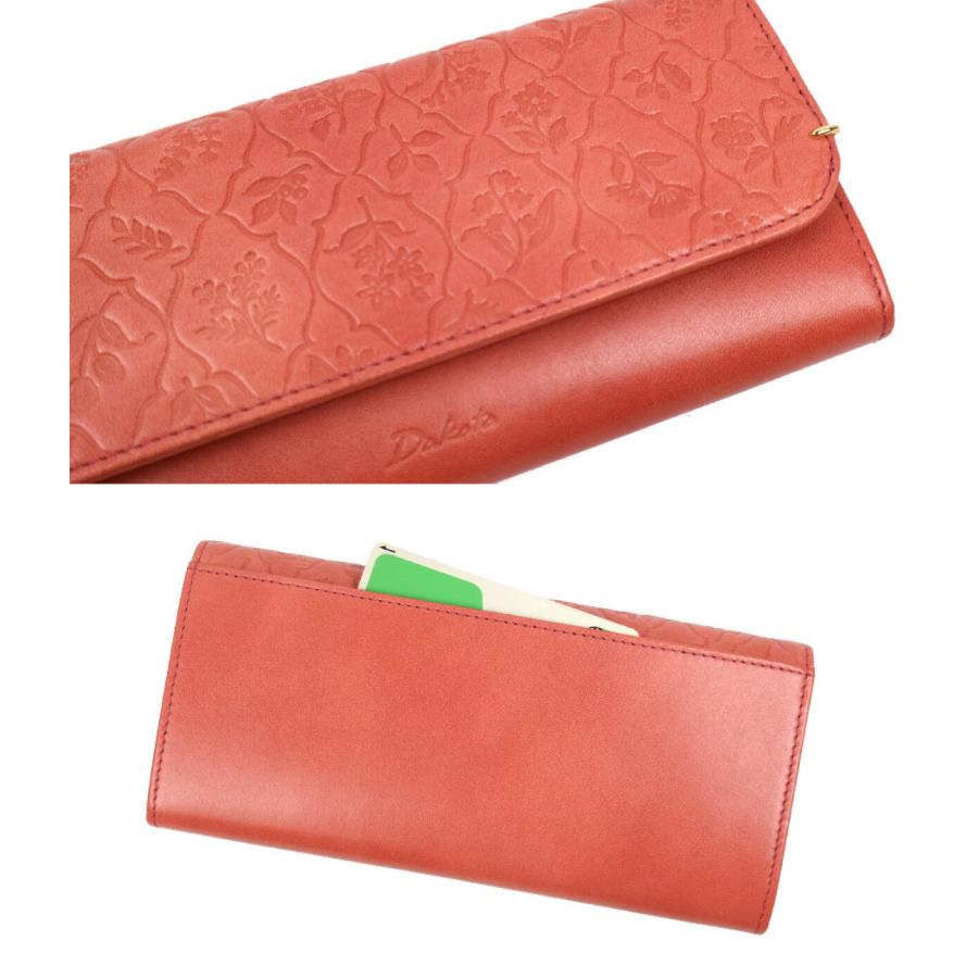 半額！※箱無し新品未使用タグ付き※Dakotaかぶせ 長財布 Dakota（ダコタ） かぶせ長財布 ボックス型小銭入れ 草花 エンボス柄