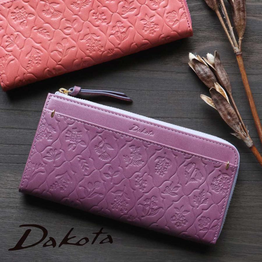 Dakota（ダコタ） L字ファスナー長財布 薄型 草花 エンボス柄 エルビエ