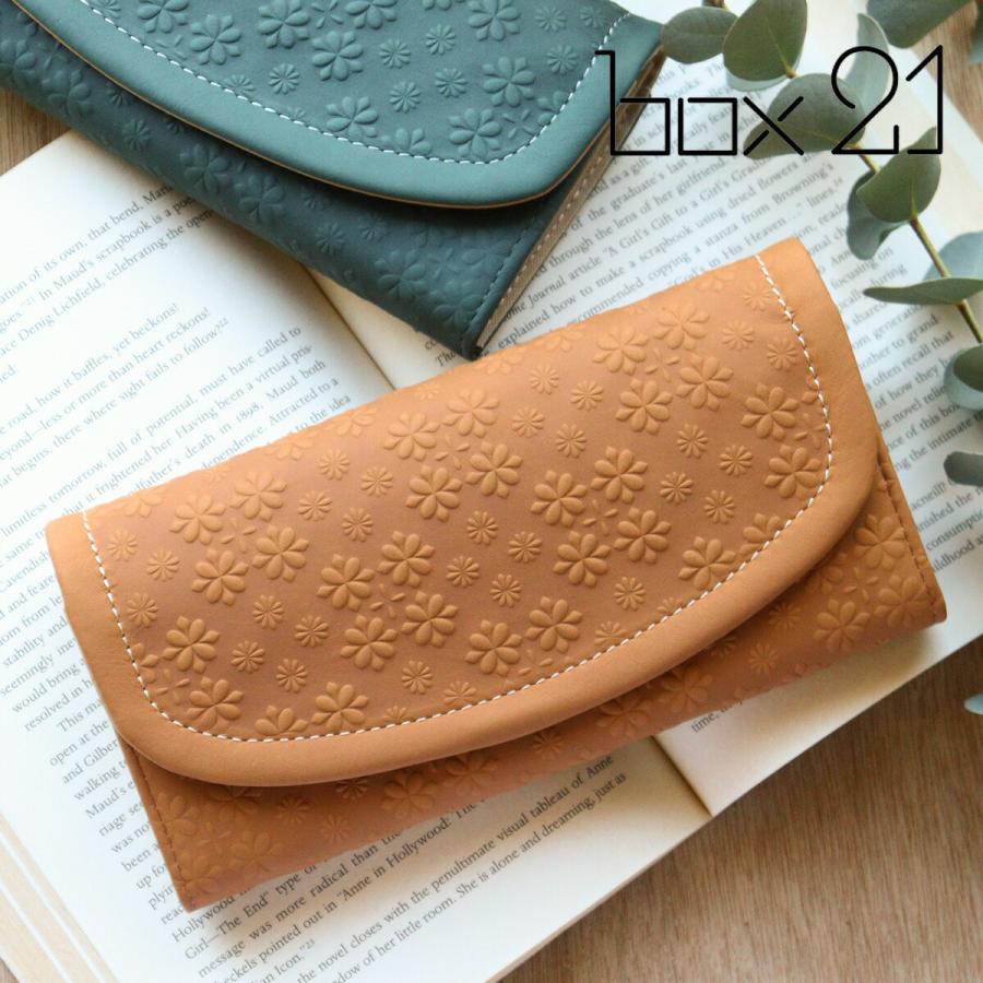 box21 かぶせ長財布 花柄 ボックス21 カローラ2 牛革 型押し box21 かぶせ長財布 花柄 ボックス21 カローラ2 牛革 型押し