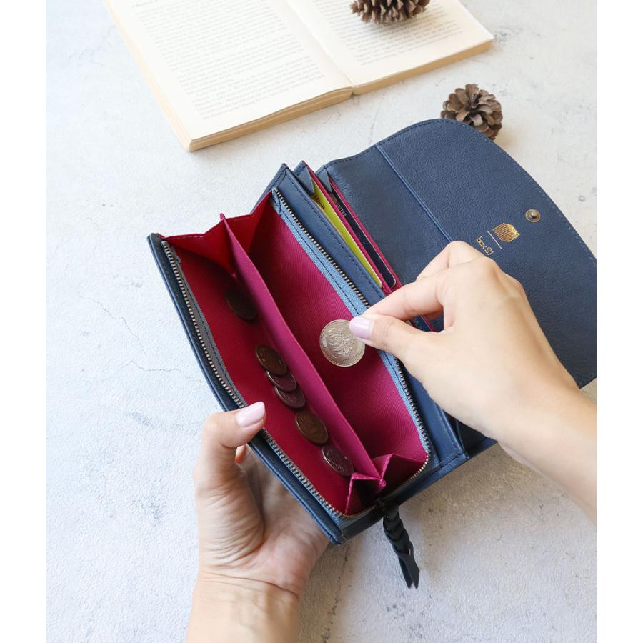 box21 かぶせ長財布 お花 小鳥 ボックス21 レフティア 牛革 型押し