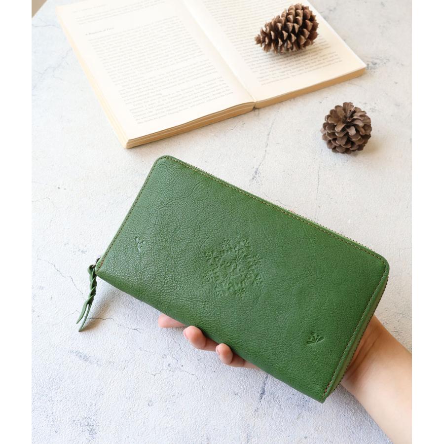 花茶 box21 かぶせ長財布 お花 小鳥 ボックス21 レフティア 牛革 型押し