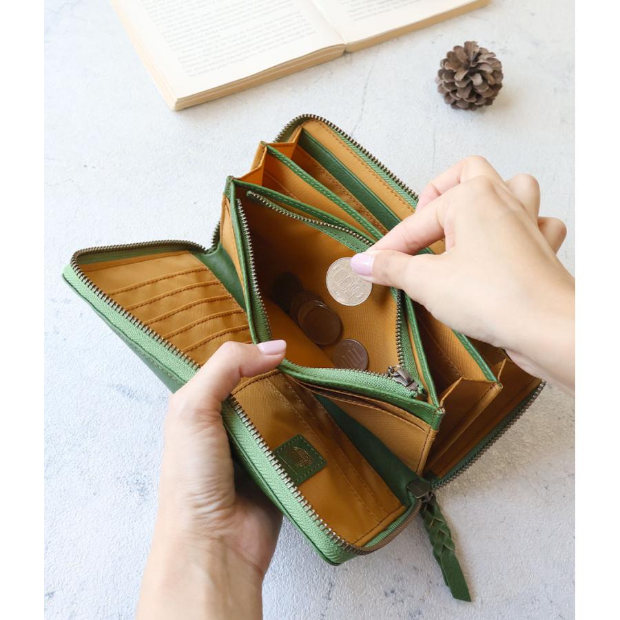 box21 大きめ ラウンドファスナー長財布 お花 小鳥 ボックス21