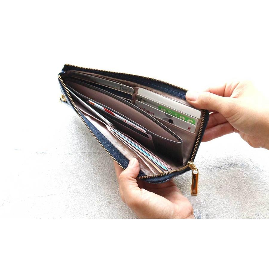 長財布 薄い L字ファスナー 市松模様 メタリック加工 LiBERTE リベルテ