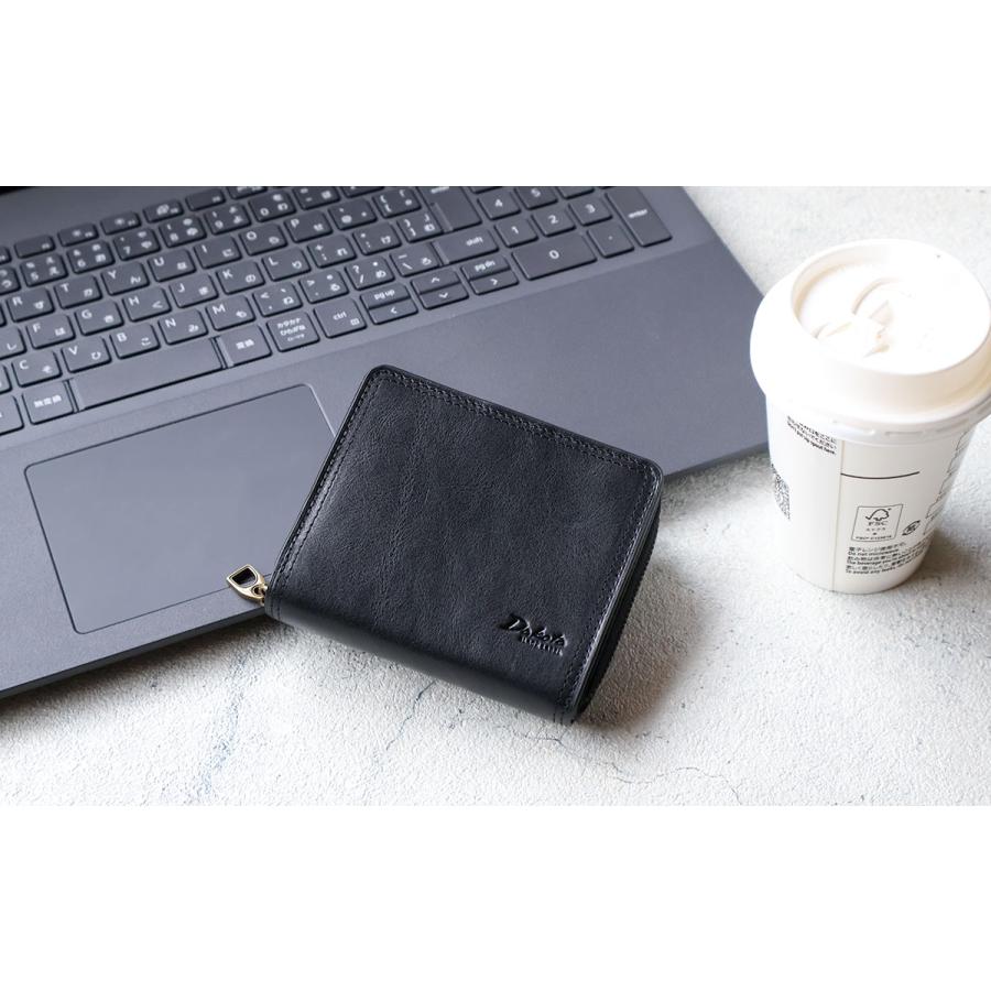 【新品】ダコタ 二つ折り財布 ラウンドファスナー メッシュレザー ブラック Dakota（ダコタ） 二つ折り財布 ラウンドファスナー小銭入れ 牛革 経年