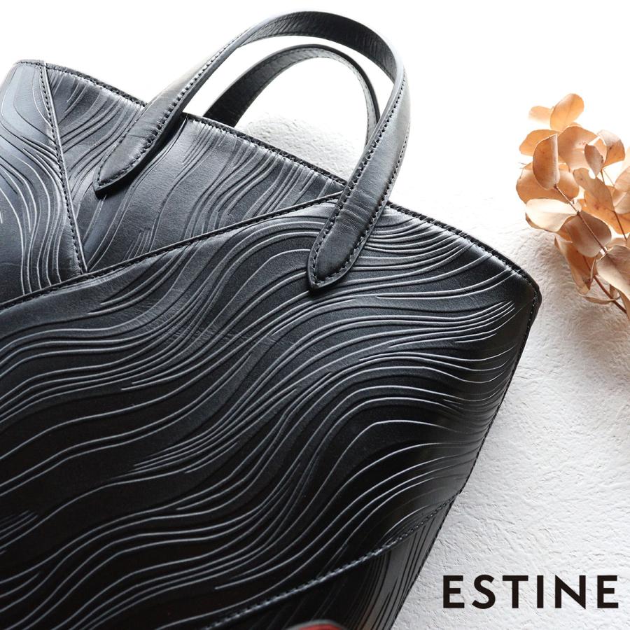 2WAYハンドバッグ ESTINE(エスティーヌ) ノワリズム 縦型 ショルダーバッグ トートバッグ A4 型押し アート オケージョン 本革 日本製 1075142の画像
