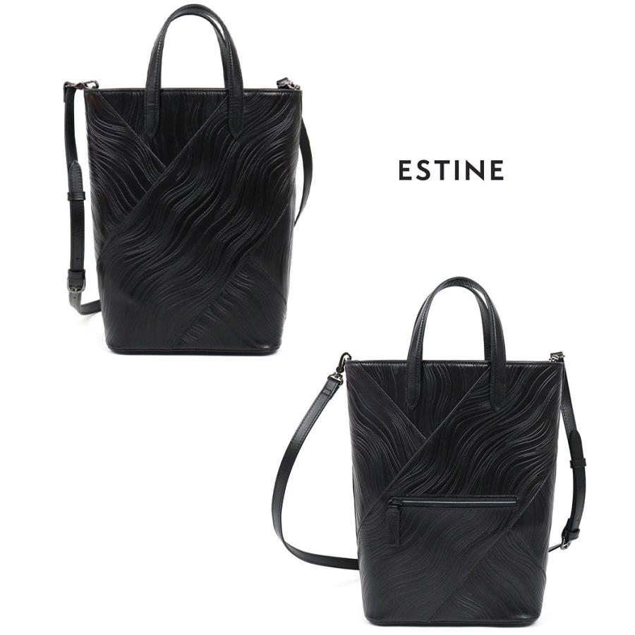 2WAYハンドバッグ ESTINE(エスティーヌ) ノワリズム 縦型 ショルダーバッグ トートバッグ A4 型押し アート オケージョン 本革 日本製 1075142の画像